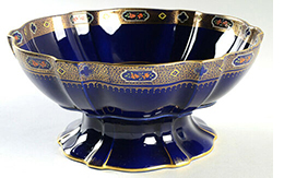 Shelley cobalt blue bowl decorated with Archway of Roses